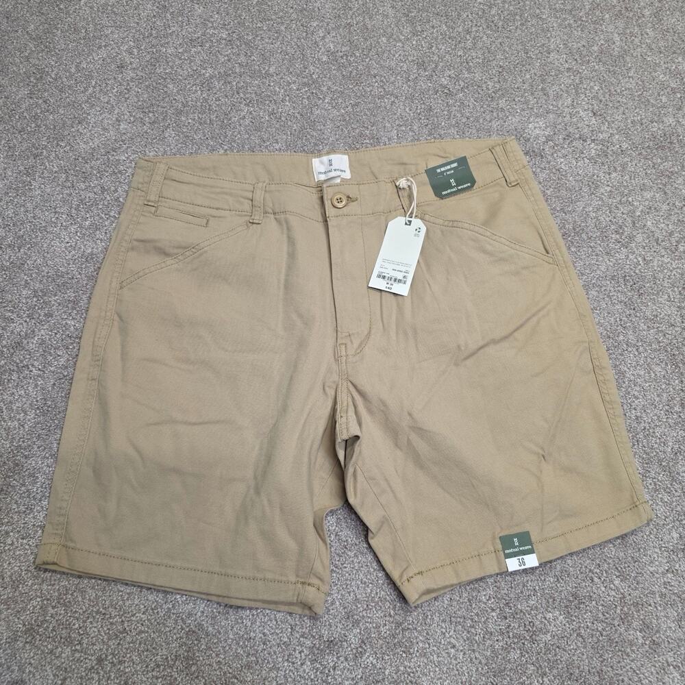 Preppy mutual weave Men's Walking Shorts Size 36 Tan Khaki Chino Summer Coastal